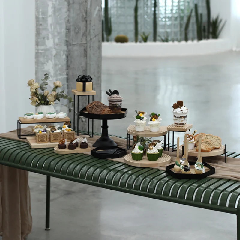 

Metal Cake Stands 1piece Wood Board Cupcake Muffin Trays Tableware Home Decoration Storage Racks Dessert & Bread Plates