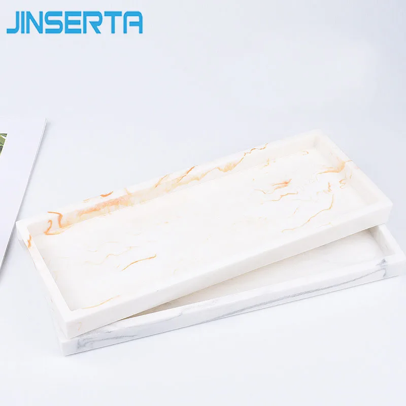 JINSERTA мраморный поднос из смолы ювелирные изделия Дисплей пластина косметический Органайзер десертная тарелка для закусок, дома, отеля, Ванная комната декоративный поддон