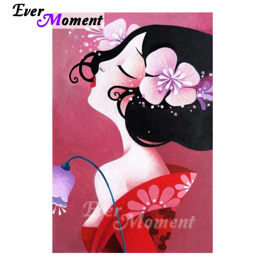 

Алмазная мозаика с рисунком портрета японской леди, Квадратные бусины, вышивка, мозаика, персонализированное художественное украшение 4Y1754