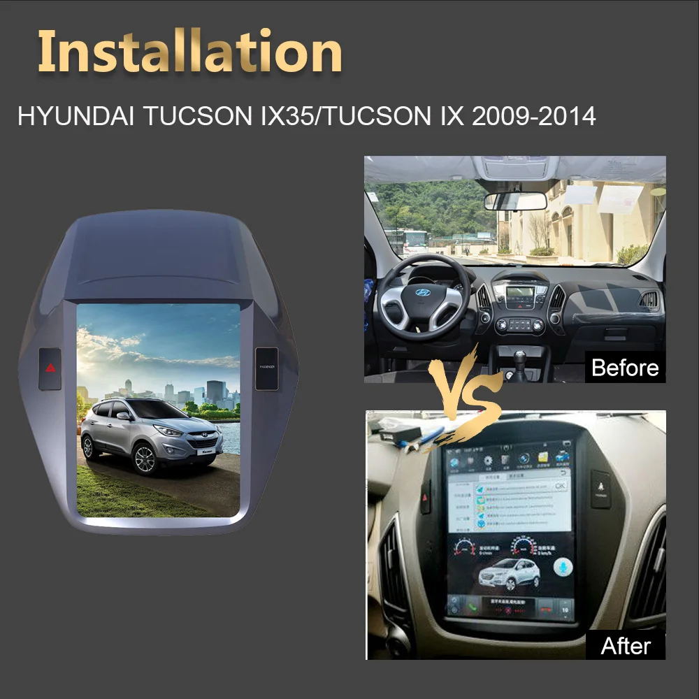 Автомобильный GPS-навигатор 10 4 &quotв стиле Tesla на Android для HYUNDAI TUCSON IX35/TUCSON 2009-2014