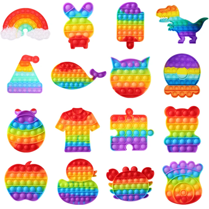 Juguetes de burbujas con forma de Animal para ni&ntilde;os, juguetes de silicona reutilizables para apretar, antiestr&eacute;s-0