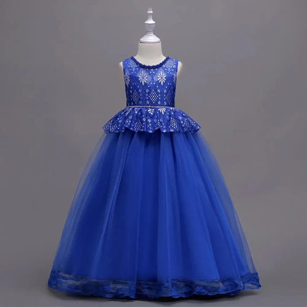 pearl blue Детская праздничная одежда; изысканные вечерние платья; Promgirl Glitz Pageant; цвет синий, красный, мятный, зеленый, бордовый; платья для выпускного вечера для детей - Цвет: pearl blue