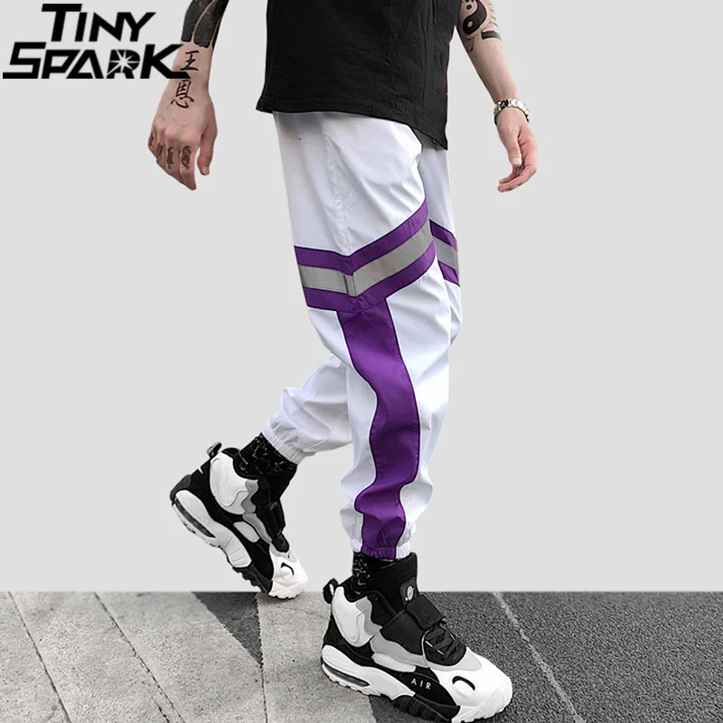 Мужские спортивные брюки шаровары в стиле Харадзюку со светоотражающим