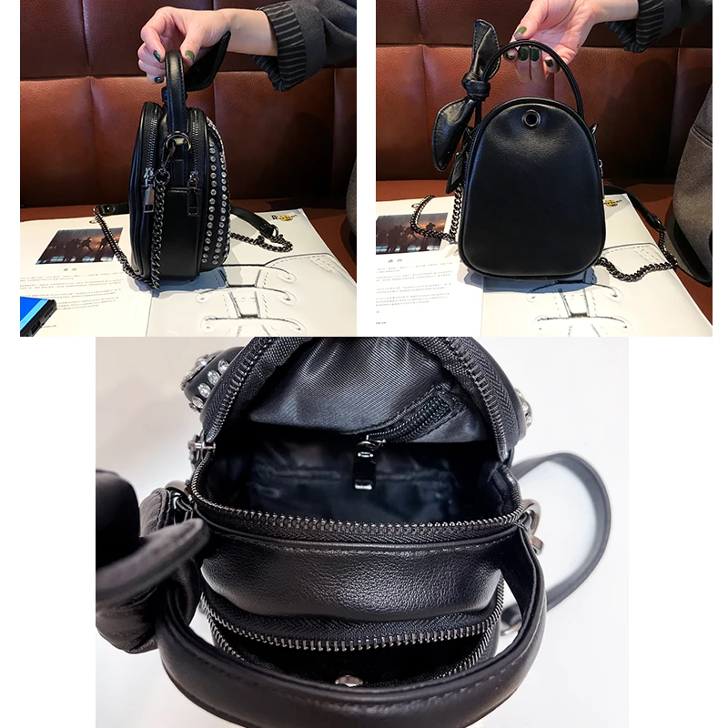 

Diamond Phone Bag Mini Bow Chain Crossbody Shoulder Fancy Designer Luxury Female Sac