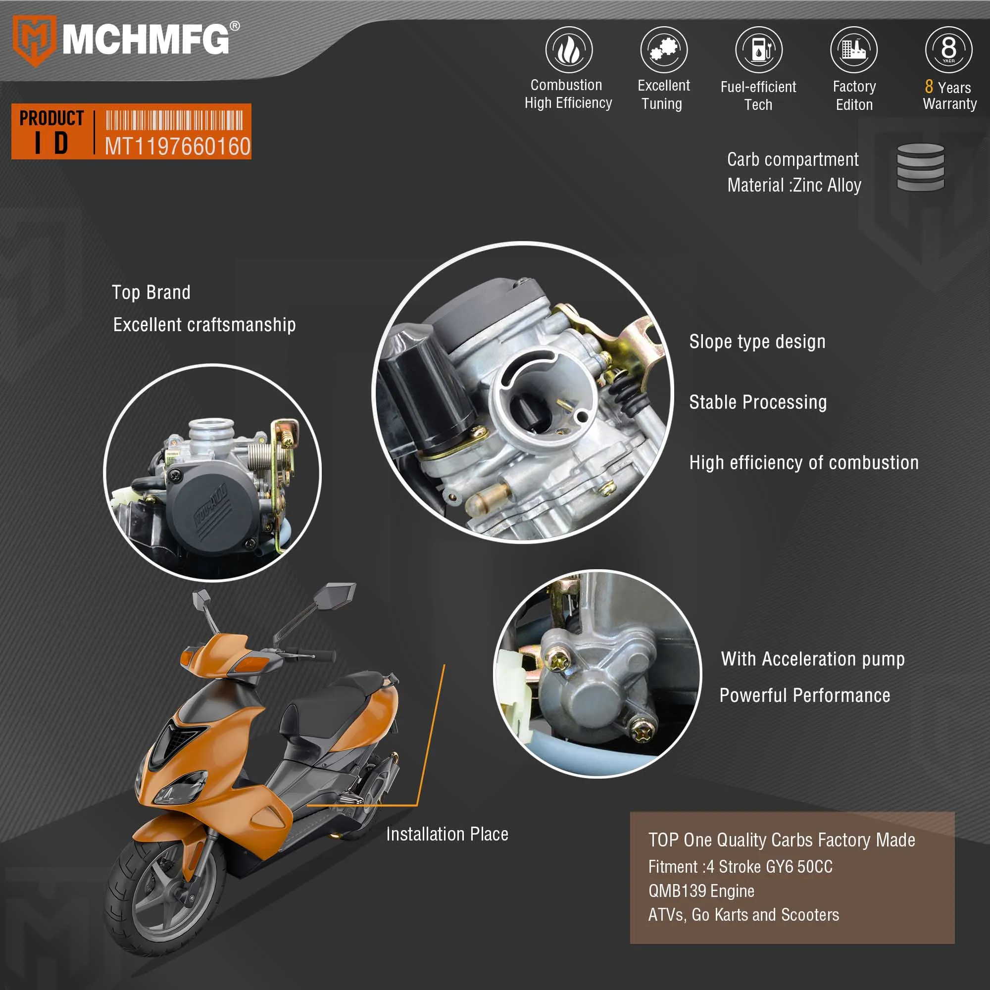 Двигатель Детали Карбюратора PD18J для 4 тактного GY6 50CC QMB139 мотовездеходов картов и
