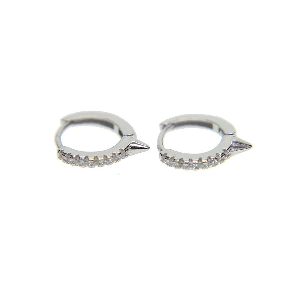 Женские серьги кольца из серебра 2019 пробы с фианитом 10 мм|Серьги-кольца| |