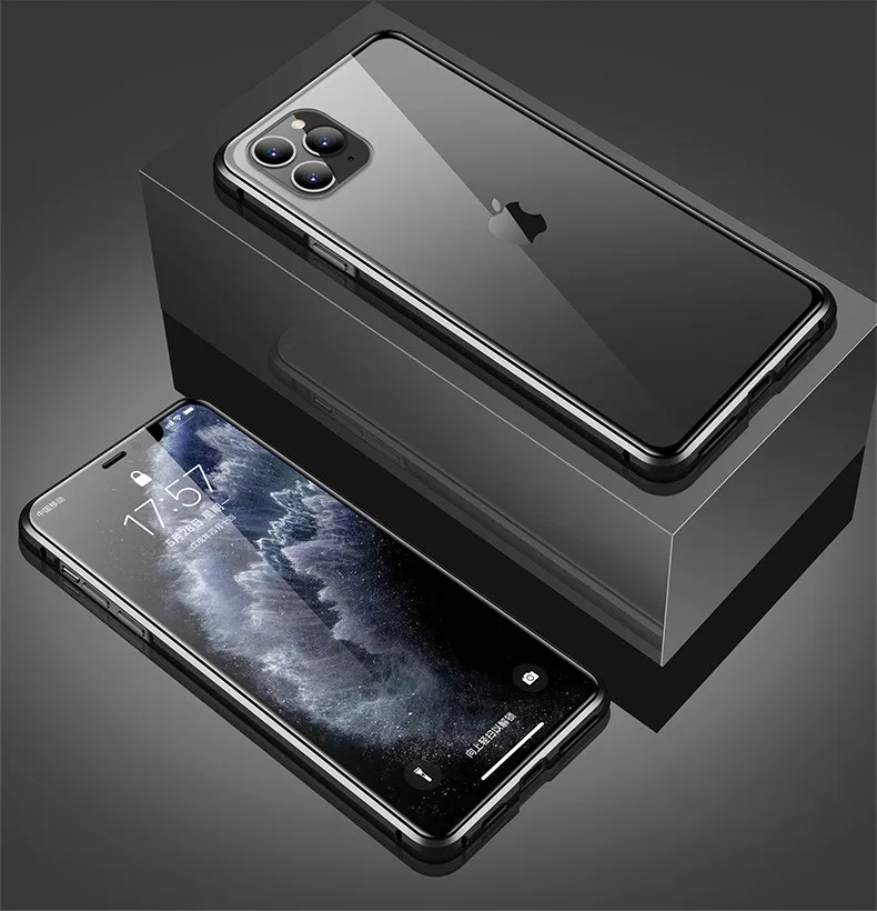 Магнитный чехол для iPhone 11 X Xr Xs Max 6 6s 7 8 Plus, противоударный чехол для iPhone 11 Pro Max, задняя крышка из закаленного стекла