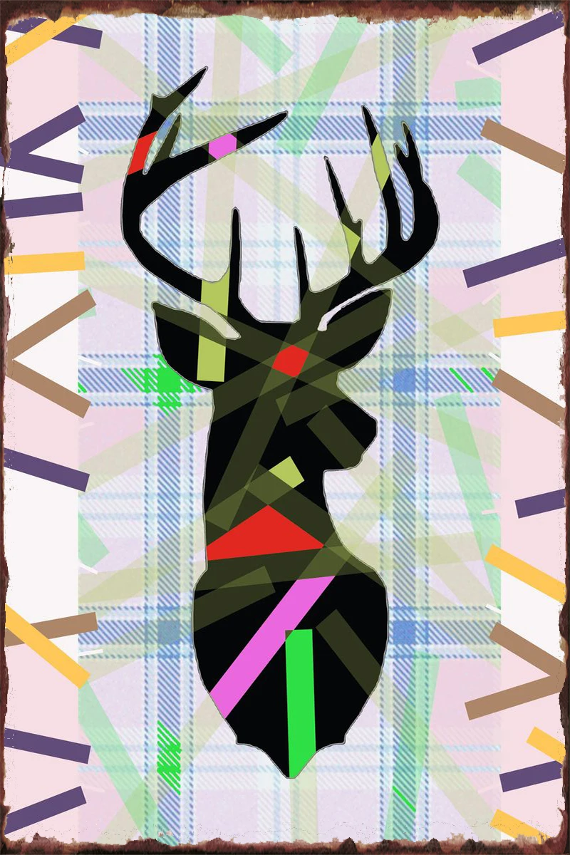 

Оловянная табличка с оленем для оленя, декор для комнаты в стиле ретро, винтажный металлический знак для творчества, мужская пещера, кафе, па...