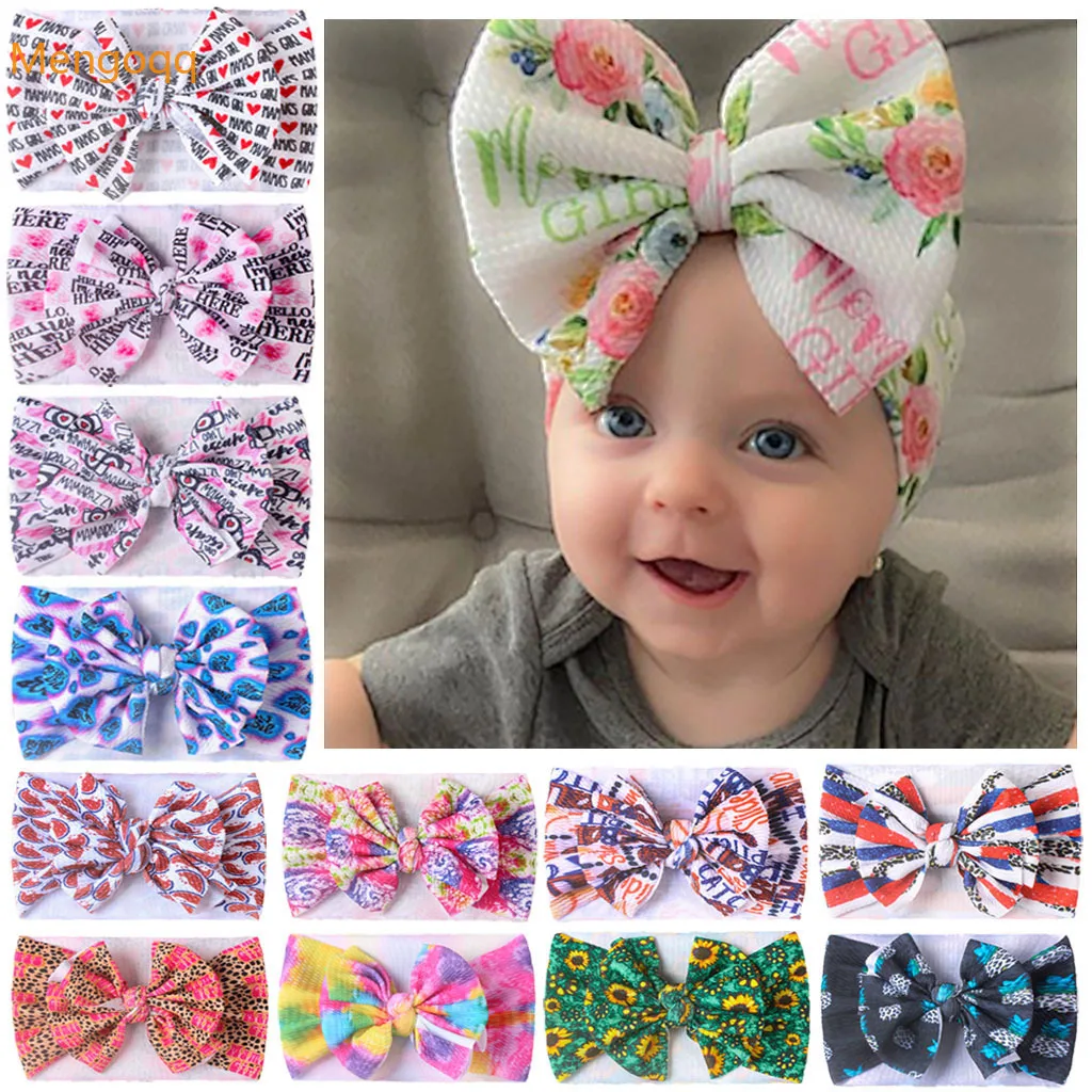 

Новые аксессуары в европейском и американском стиле для детей, ткань «сделай сам» Для малышей, детская одежда для волос с принтом в виде бан...