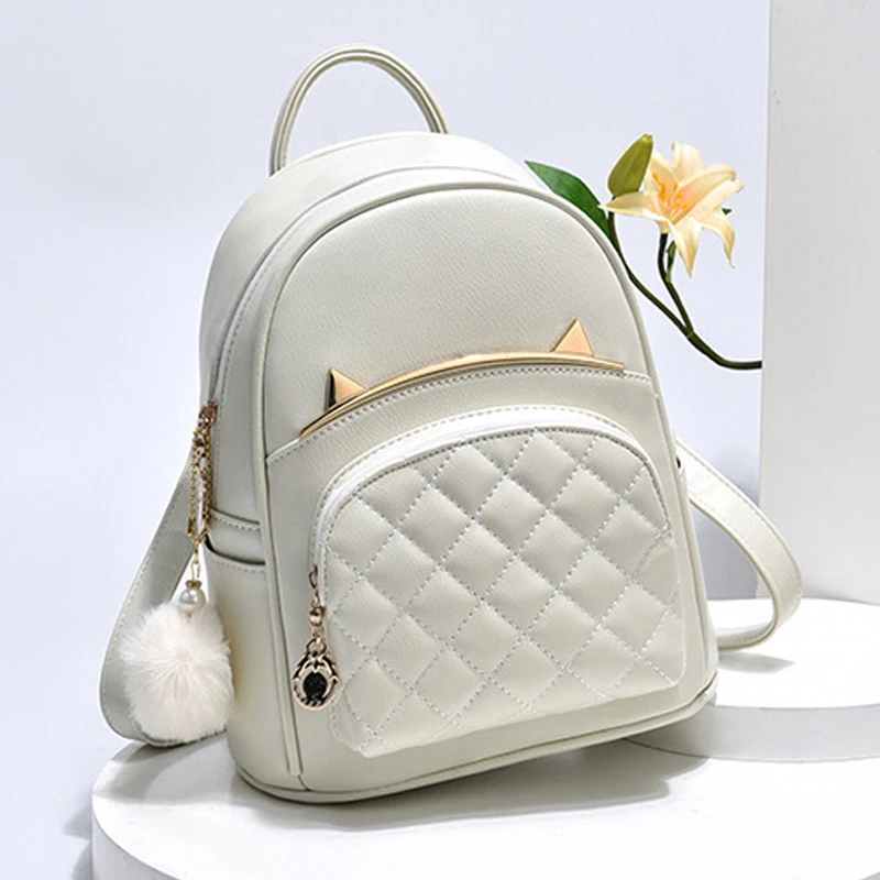 

Fashion Simple Textured Women's Backpack PU Leather Casual Shoulder Bags For Teenagers Girl Travel Shopping School Bag Backpacks