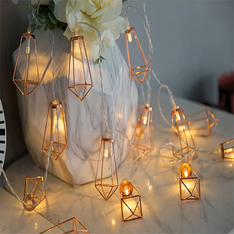 

Fairy Lights 10/20 LED Diamond Metal String Light Battery Operated Garlands Christmas Lights for Halloween Party Wedding Decor