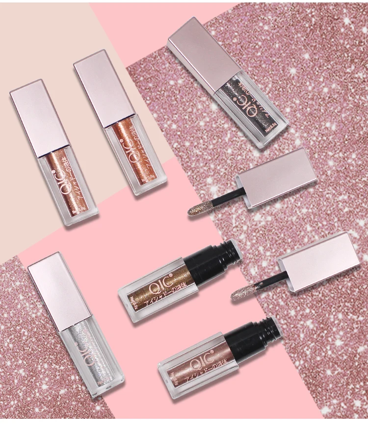 QIC брендовые металлические алмазные жемчужные увлажняющие тени для век Сияющие