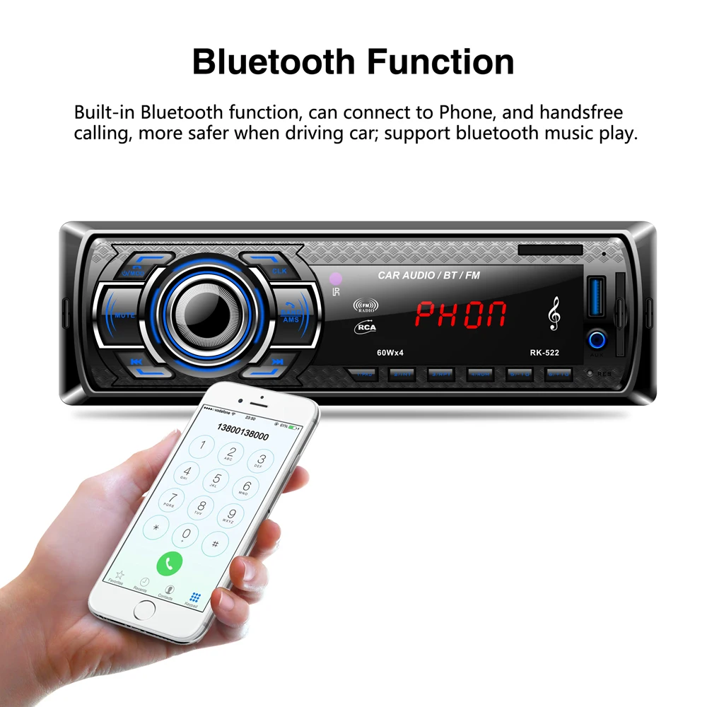 Автомобильный радиоприемник 12 В One Din стерео FM Aux вход USB SD AUX In-dash 1 din MP3