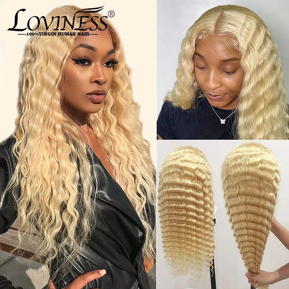 

Curly Blonde Lace Front Human Hair Wigs 13x4x1 T Part Lace Wigs for Women Highlights Ombre Brazilian Pre Plucked Human Hair Wig