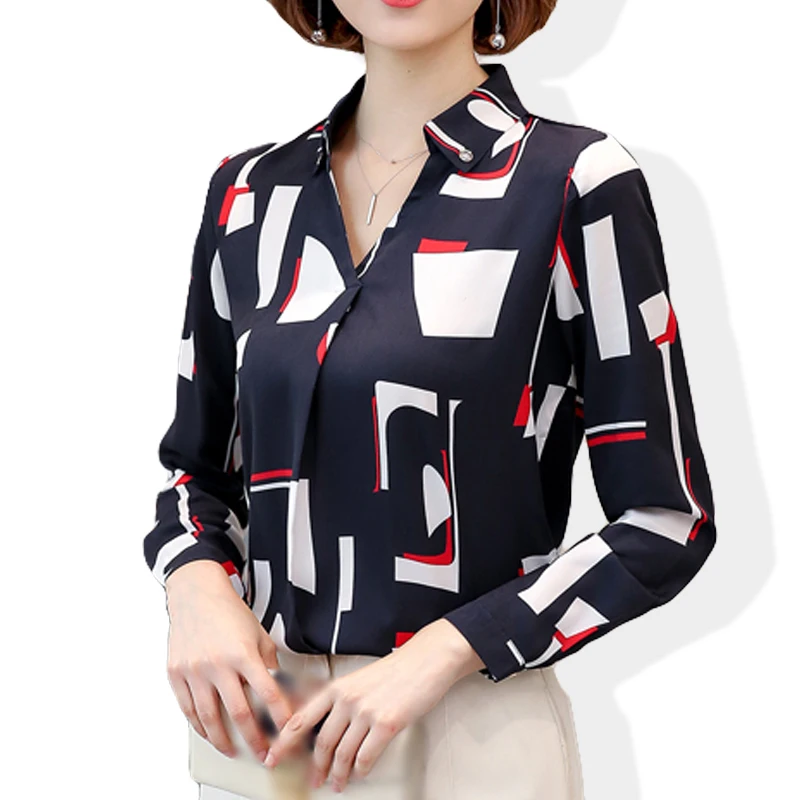 Модная женская офисная блузка шифоновые блузки 2019 Женская Повседневная рубашка