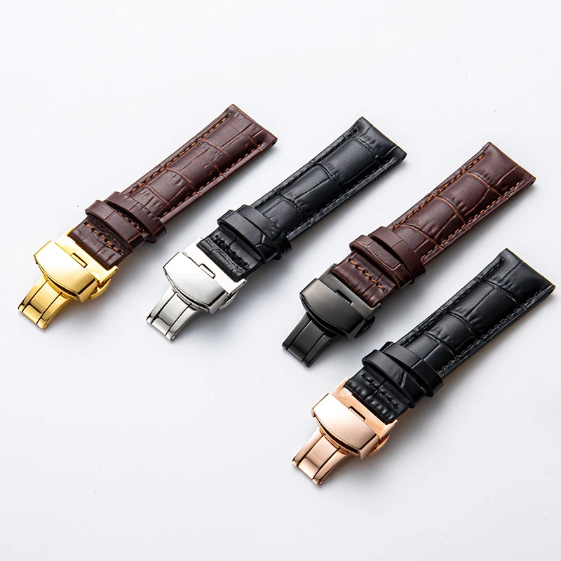 Handmade Genuine Leather Curved End Watchband 12mm-21mm For Tisssot T035 Watch Band Strap Steel Buckle Wrist Bracelet