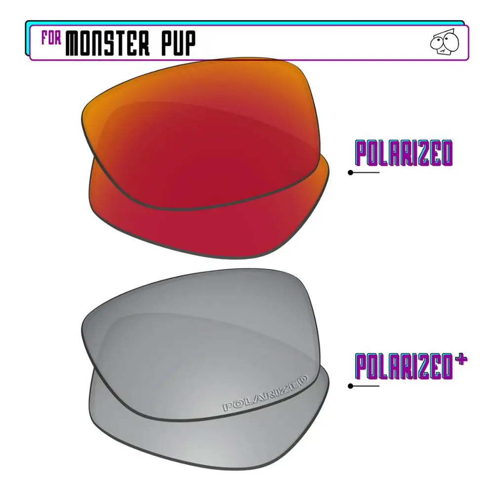 

Ezrelease поляризованные Сменные линзы для-солнцезащитные очки Oakley Monster Pup-Silver P Plus-Red P
