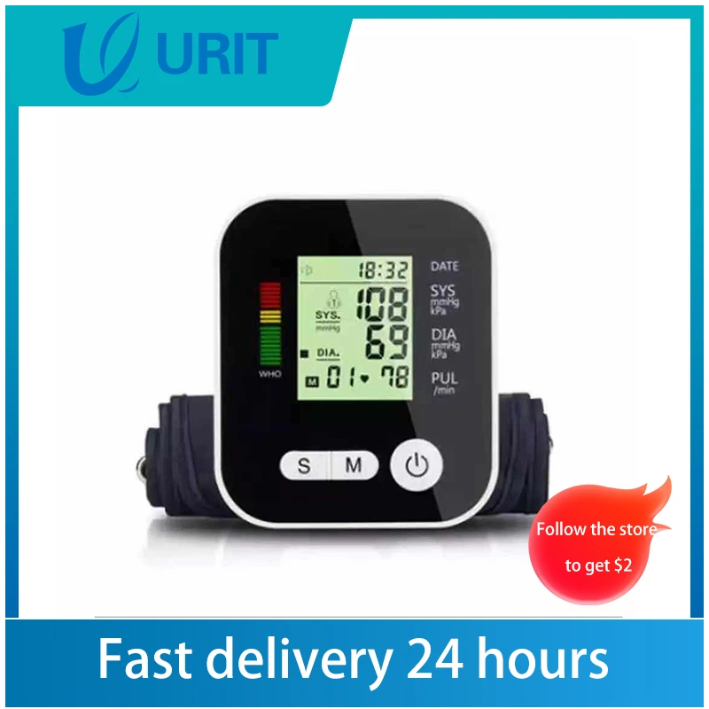 

Upper Arm Blood Pressure Monitor Arterial Medical BP Machine Digital Voice Cuff Tonometer Sphygmomanometer Automatic Pulse Meter