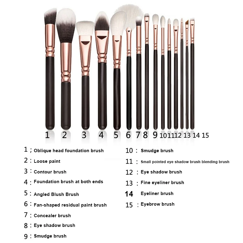 

15pcs Makeup Brushes Set Blending Eye Shadow Eyebrow Eyeliner Foundation Lip Brushes Makeup Tools with Storage Bag C44