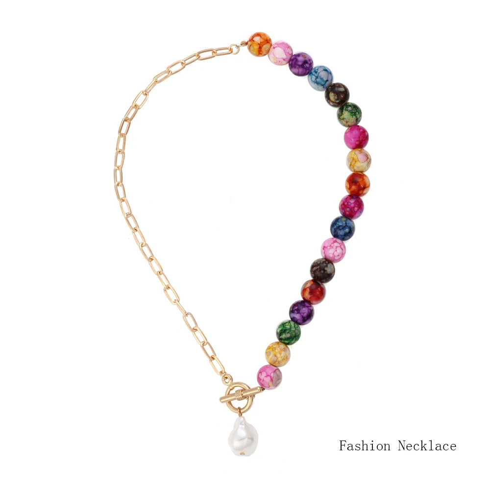 

Irregular Women Necklace Metal Colorful beads Vintage Simple Clavicle Chain Neck Chain Statement Jewelry Accessories For Women