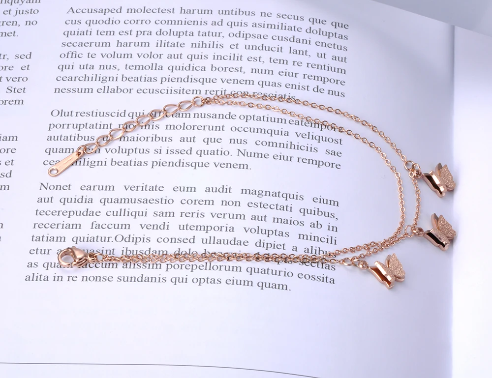 BOBOTUU модные ювелирные изделия розовое золото 2 слоя браслет из нержавеющей стали 3