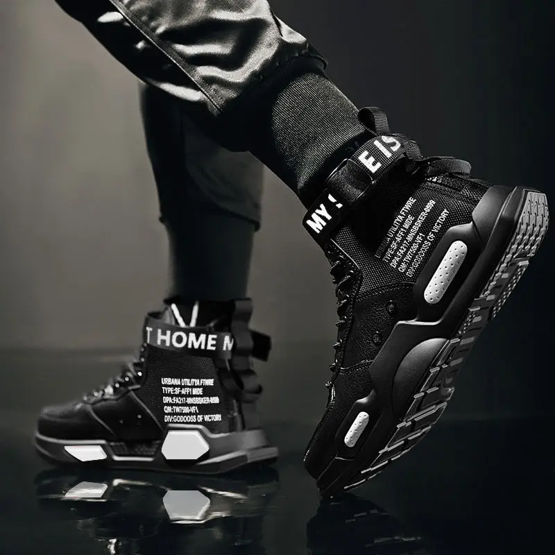 

Men's High Top Fashion Leather Sneakers Trend Hot Sale Comfortable Man Casual Shoes Outdoor Non-slip Breathable Men Shoes