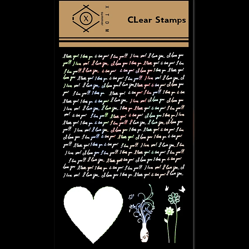 Прозрачные штампы 11*16 см с надписью Love/Силиконовые пломбы роликовые для сделай