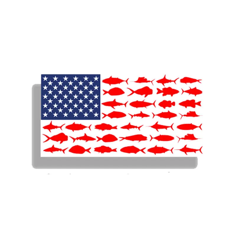 

USA American Fish Flag Car Sticker and Decals Cover Scratches Decoration Bodywork Windshield Sunscreen Suv Interior KK14*7cm