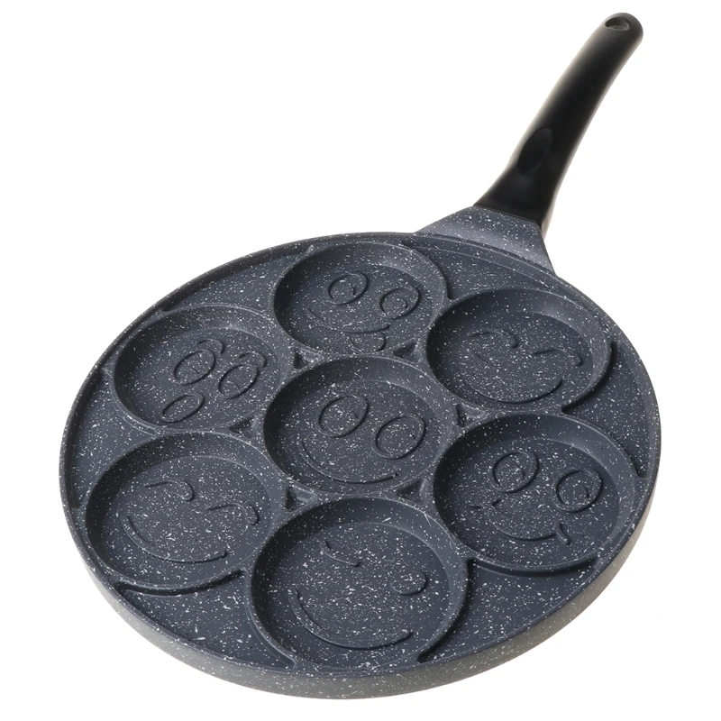

Non-stick Pancake Pan Smiley Pancake Griddle Flip Cooker with 7 Flapjack Faces Breakfast Pan