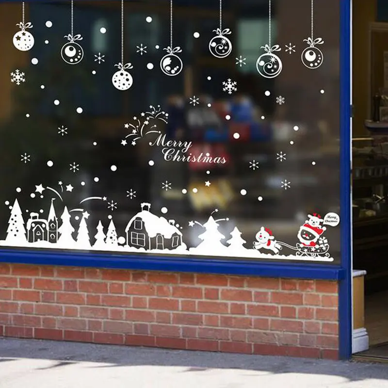 

Рождество настенные наклейки ПВХ оконные наклейки на новый год Наклейка на стену стекло фон вечерние рождественские украшения для дома ...