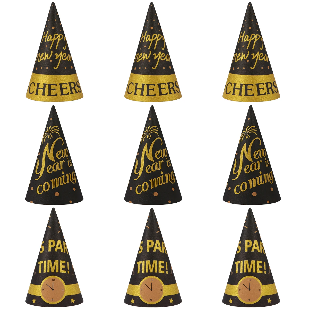 

Amosfun 9PCS New Year Party Hats Cone Happy New Year Party Hats for Kids and Adults