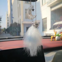 car feather moon pendants for girls auto creative hollow silver feather hanging ornament interior decor accessories