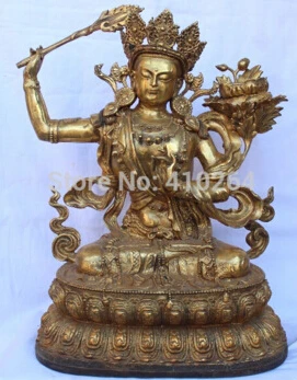 16 &quotТибет буддизм Бронзовая позолота Manjushri Wenshu статуя Будды Бодхисаттва| |