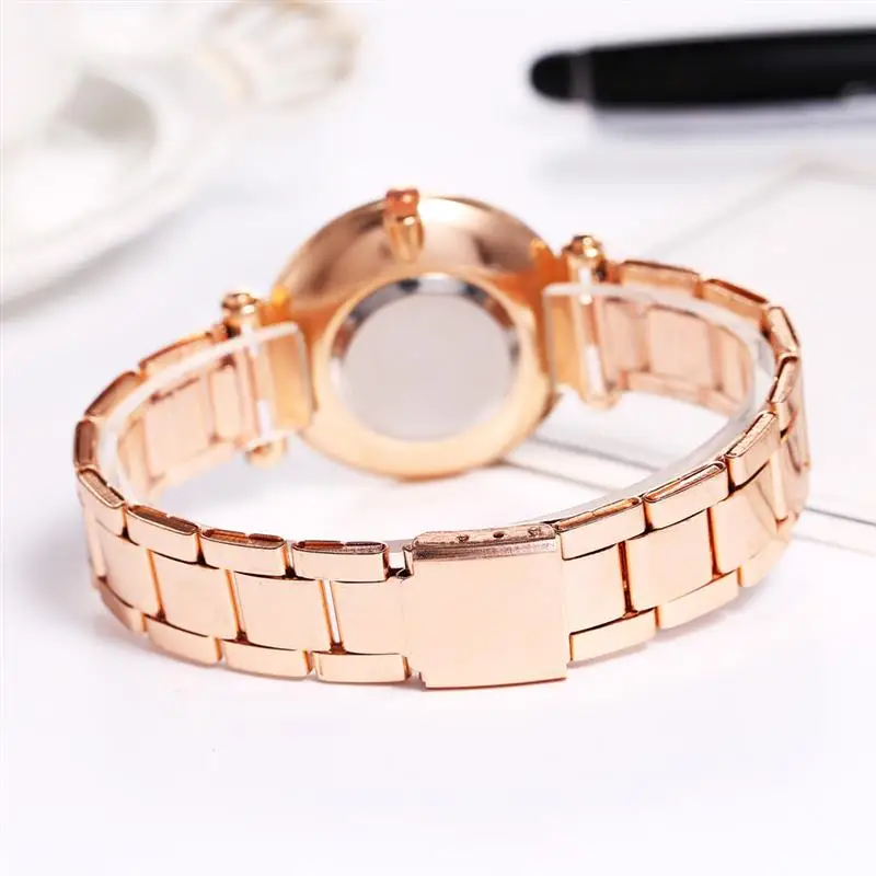 Модные вращающиеся алмазные часы женские из нержавеющей стали кварцевые на