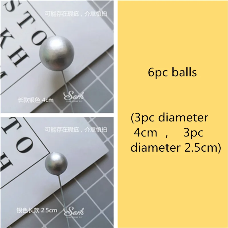 6pc silver balls Ракета астронавт космический корабль украшения "Oh Baby" С Днем Рождения Торт Топперы Свадебные Детские шоу приспособление для выпечки Ins прекрасные подарки - Цвет: 6pc silver balls
