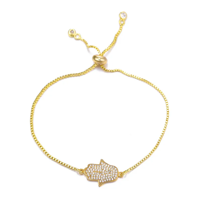 Gold Bracelet Juya дизайн золото/серебро/розовое золото Хамса рука подвеска Фатима ожерелье для женщин мужчин Мода турецкие ювелирные изделия оптом - Окраска металла: Gold Bracelet