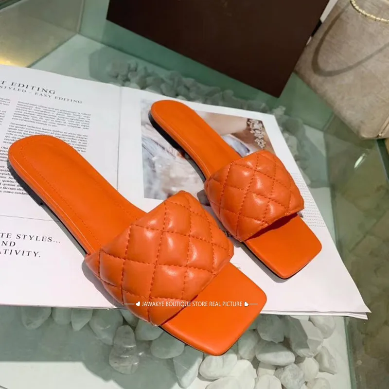 Женские сетчатые Шлепанцы из натуральной кожи на плоской подошве повседневные