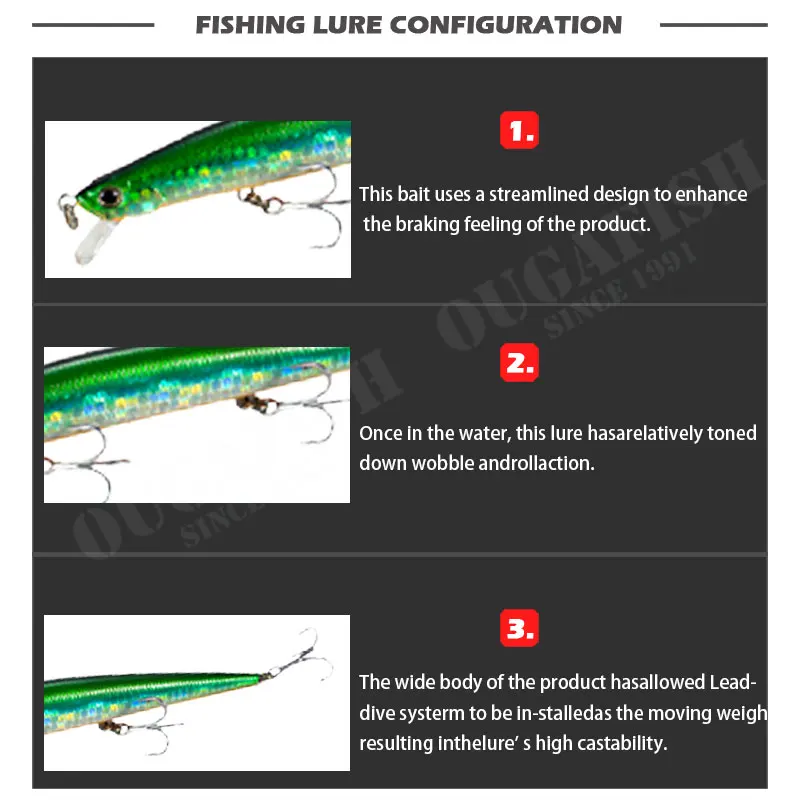 Fishing Accessories Minnow Lure 15g 125mm Floating 0.3m-1m Accesorios De Pesca Leurre Brochet Wobblers Isca Artificial Equipment