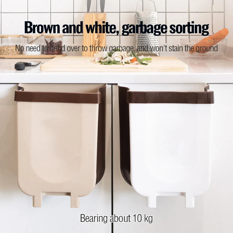 

New Kitchen Folding Waste Bins Garbage Bin Bathroom Foldable Car Door Wall Mounted Trashcan Toilet Waste Storage Bucket