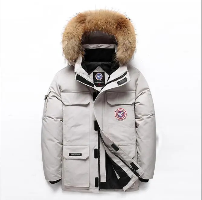 90% пуховики мужские зимние куртки модные толстые теплые парки меховые белые на