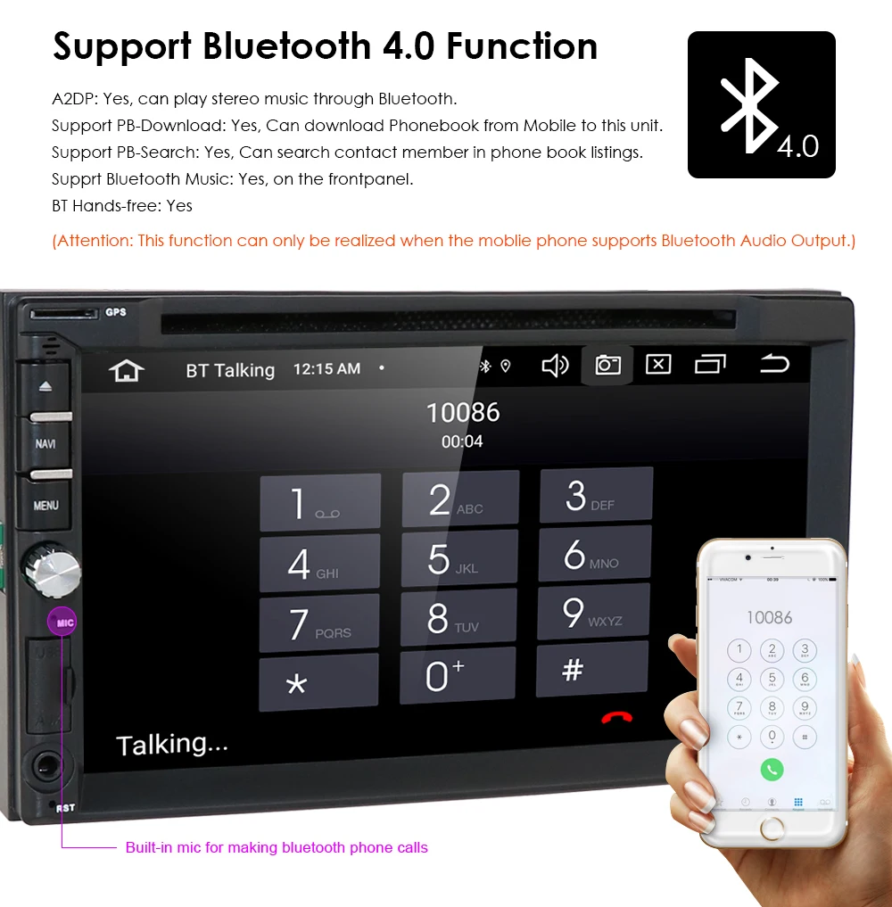 Автомагнитола 2DIN мультимедийный проигрыватель на Android 10 4 + 64 ГБ 1024*600 GPS Wi-Fi |