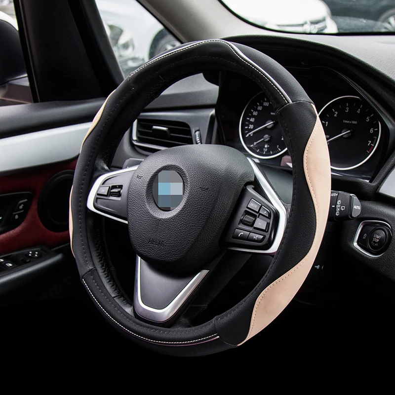 38cm Leather Universal Car Steering-wheel Cover 37CM-38CM Car-styling Sport Auto Steering Wheel Covers Anti-Slip | Автомобили и