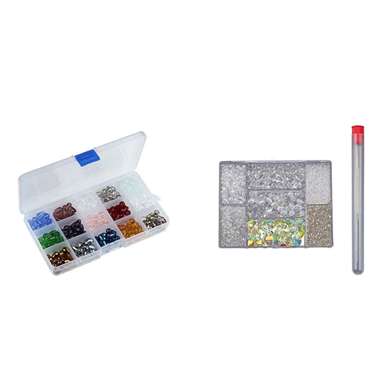 

2 комплекта, аксессуары для ювелирных изделий: 1 набор бусин из натурального камня и 1 набор бусин смешанной формы, набор бусин из хрустальных...