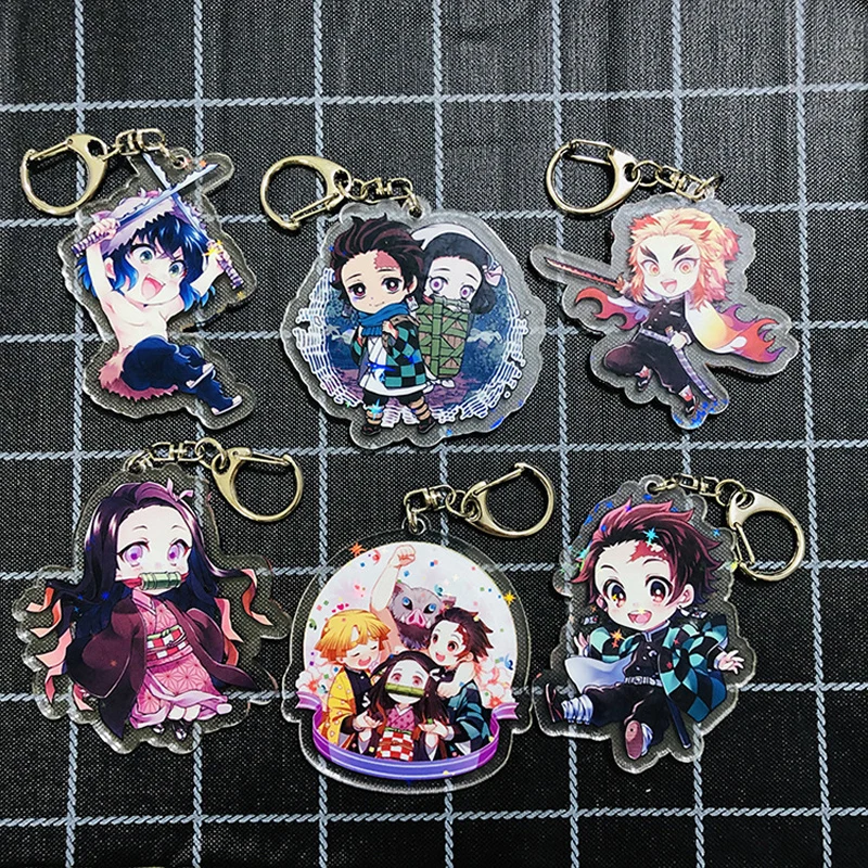 Аниме Demon Slayer Kimetsu No Yaiba брелок Kamado Tanjirou Kamado-Nezuko Tomioka Giyuu акриловый милый для ключей