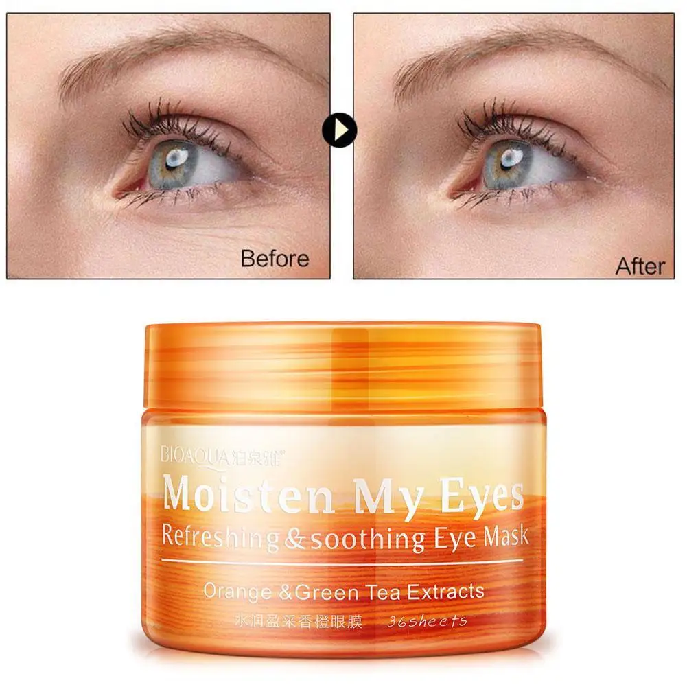 

36 Pieces Moisturizing Colorful Orange Eye Light Eye Bags Moisturizing Firming Eye Cosmetics Contains Vitamin Green Tea Extract