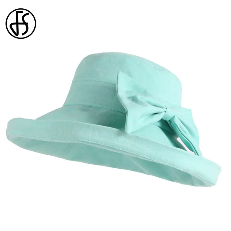 FS большой шапки бини для женщин Хлопок Складная летняя шляпа с широкими полями