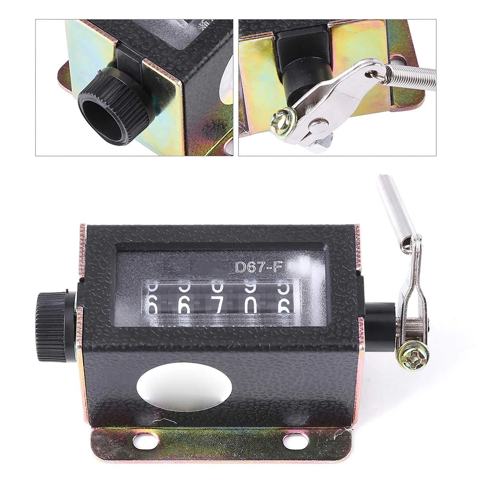 

2X 0-999999 5 Digit D67-F Resettable Mechanical Pulling Count Counter Manual Counting Tool Black for Textile Machinery Printing