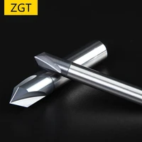 zgt chamfering milling cutter 60 90 120 degree coated 3 flute 3mm 4mm 6mm 8mm 10mm 12mm carbide metal milling chamfer end mills