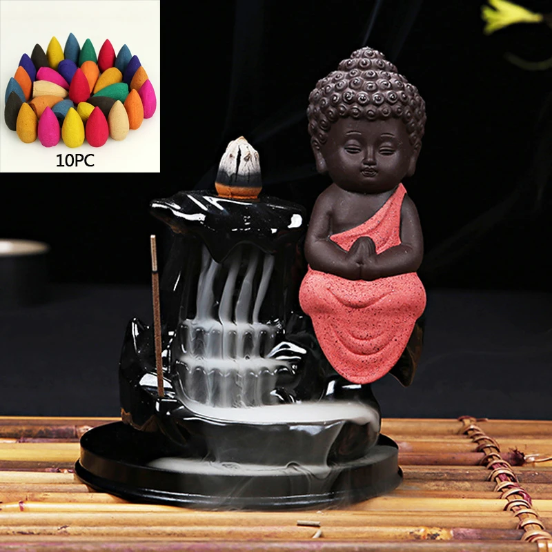 10 шт. Ароматические конусы + горелка креативный домашний Декор маленький монах