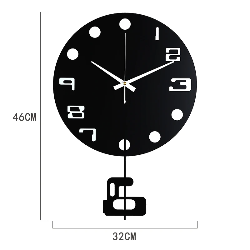 

Minimalist Pendulum Wall Clock Nordic Black Silent Wall Clocks Large Living Room Vogue Metal Reloj Decorative Home Watch AB50WC